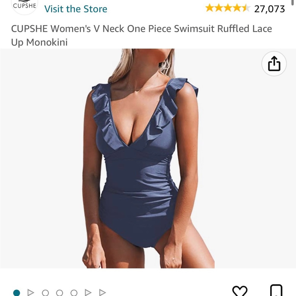 NWT CUPshe one piece with ruffle straps blue size medium